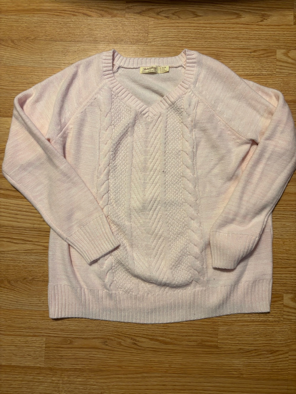 Women’s Cable Knit Crewneck Sweater - Pale Pink